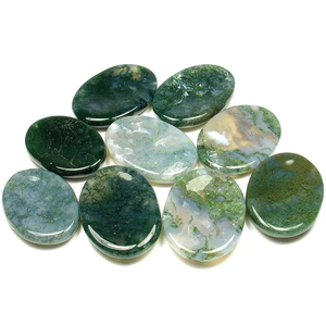 Natural Moss Agate Worry Thumb Stones Natural Crystal Quartz Gemstone Healing Crystal Therapy Reiki <b>Massage</b> Gemstone Worry Stone - Product Image 1