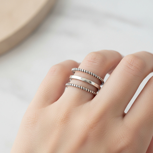 Minimalist Adjustable Layered Silver <b>Ring</b> Double Band Twist <b>Open</b> <b>Ring</b> for Women - Product Image 1
