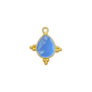 Chalcedoine bleue, breloques fantaisie en forme de poire, argent sterling plaqué or, fabrication artisanale, pendentif fantaisie en forme de poire, connecteurs pour la fabrication de bijoux, breloques - Product Image 1
