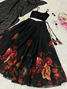 Dernier Designer Organza Soie Floral Imprimé Lehenga Choli Par FabZone - Product Image 5