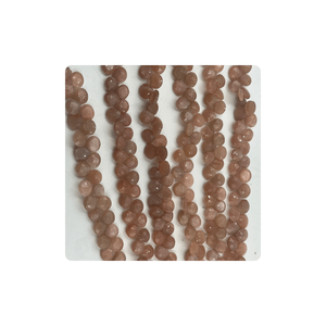 Pierre de lune pêche naturelle de qualité supérieure coeur à facettes Briolette 7mm 8mm 8 ''brin cristal rose 6mm pour la fabrication de bijoux - Product Image 4