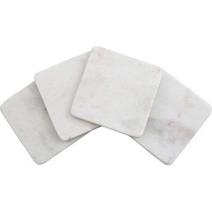 Elegante Juego de 4 Posavasos Redondos de Mármol Blanco con Incrustaciones de Latón, Posavasos Estilizados para Protección y Decoración de Mesa - Product Image 4