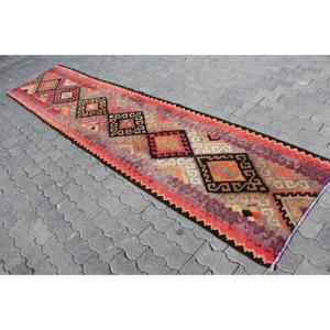 2.7x12 ft Turkish Vintage Rug, <b>Runner</b> Rug, Kilim <b>Red</b> Wool Rug - Product Image 2