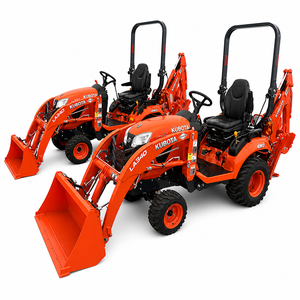 รถแทรกเตอร์สวน La340 4WD พร้อมอุปกรณ์ตักดินด้านหน้าและอุปกรณ์ขุดดินด้านหลัง สีแดง รถแทรกเตอร์ล้ออเนกประสงค์ - Product Image 1