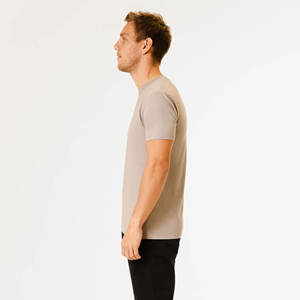 T-shirt uni en coton de qualité supérieure marron foncé pour homme T-shirt uni à col rond et demi-manches - Product Image 4