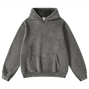 Sudadera informal de alta calidad para hombre, jersey de lana mezclado de algodón lavado de peso pesado personalizado, Sudadera con capucha, patrón sólido para invierno - Product Image 2
