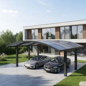 Abri de jardin moderne et simple en aluminium imperméable pour 2 voitures, avec toit en polycarbonate, certifié CE, facile à assembler, pour le stationnement en extérieur - Product Image 1