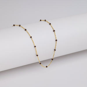 Collar de Cadena Chapado en Oro con Diseño de Esmalte Color Marrón, Joyería Turca Hecha a Mano al por Mayor en Plata de Ley 925 - Product Image 6