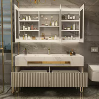 Meubles-lavabos de salle de bain flottants modernes de style américain CBMmart, 36, 48, 72, 84 pouces, avec un ou deux lavabos, miroir LED