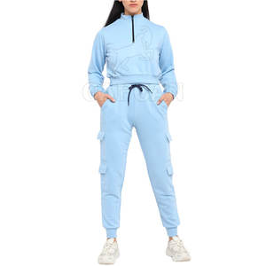 Cuello redondo 100% algodón invierno moda mujer conjunto para Color personalizado cómodo chándal estilo Casual - Product Image 1