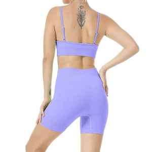 Ropa deportiva de talla grande personalizada de alta calidad para mujer, conjuntos de Yoga transpirables de secado rápido, ropa de entrenamiento elástica con patrón sólido - Product Image 3