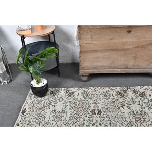 Alfombra Turca Vintage de 4.6x7ft, Color Beige, Marrón, Rectángulo Clásico, Diseño de Retazos, Material de Lana, Látex, Área Grande para Uso en Dormitorio - Product Image 5