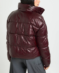 Chaqueta Acolchada Ligera Informal para Mujer 2026, Largo Regular, Cierre de Cremallera, Abrigo de Invierno Cálido, Marrón Brillante, Liso, Teñido, Tipo Burbuja - Product Image 4