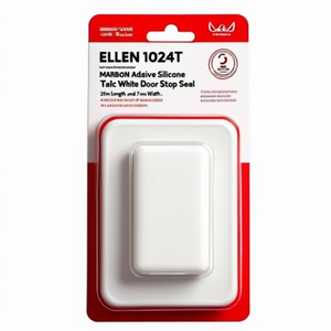 ELLEN 1024T Self-Adhesive Silicone Talc White Door Stop <b>Seal</b> 25m Length and 7mm Width - Product Image 3