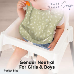 Bavoirs pour manger les tout-petits bavoirs d'alimentation réglables avec poche ramasse-miettes bavoir alimentaire en plastique de dentition imperméable sans manches - Product Image 4