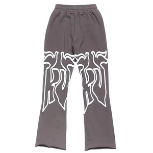 กางเกงกีฬาขายาวของผู้ชายมาใหม่กางเกงกีฬาลำลองแบบปรับแต่งได้ทรงหลวมพิมพ์ลายเปลวไฟซ้อนกันขนาดใหญ่สำหรับจ๊อกกิ้ง2024 - Product Image 4