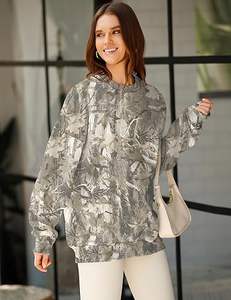 Sweatshirts surdimensionnés pour femmes personnalisés en camouflage, col roulé, pull à capuche, hauts en coton, molleton en tissu éponge français, sweat-shirt à col montant - Product Image 3