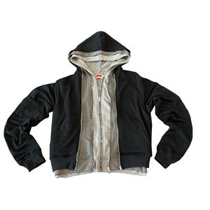 Fabricants de sweats à capuche zippés sur mesure pour hommes, streetwear, coupe courte, délavage acide, style boxy, triple épaisseur, poids lourd - Product Image 3