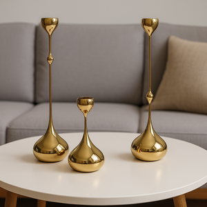 Elegante ferro oro e alluminio pezzi decorativi 3 dimensioni per la casa moderna porta candele lanterne e vasi - Product Image 3