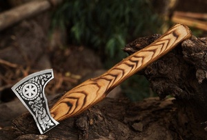 Wholesale Customized High Quality OEM ODM Service Handmade Damascus Steel Industrial <b>Axe</b> Fine Leather Sheath Ash Wood <b>Handle</b> - Product Image 4