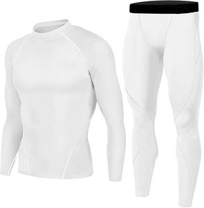 Ensemble de chemises et de pantalons de compression simples de couleur unie blanche entièrement personnalisés avec votre propre logo Combinaisons de compression - Product Image 1