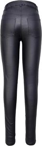 Leggings pour femmes en faux cuir personnalisés, jeggings extensibles avec poches, fabricant de tailles régulières et plus, fournisseurs d'usine - Product Image 4