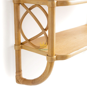 Venta al por mayor de Vietnam, estante colgante de pared de ratán de 3 niveles hecho a mano, estante de libros de estilo minimalista rústico, almacenamiento de decoración - Product Image 3