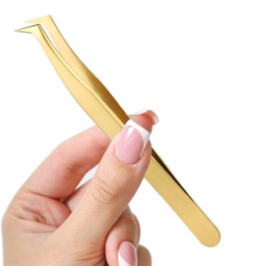 Ensemble de pinces à extensions de cils en acier inoxydable avec étiquette personnalisée, haute qualité, prise parfaite, accessoires d'instruments de beauté - Product Image 3