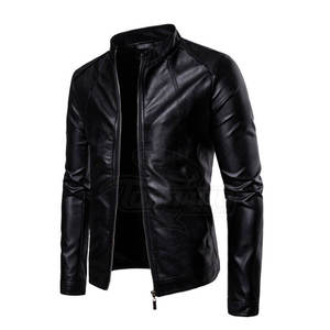 Best Selling Durable Genuine <b>Leather</b> <b>Jacket</b> for Adults OEM Services Low Price Men Stand Front Customizable <b>Winter</b> <b>Leather</b> <b>Jacket</b> - Product Image 1