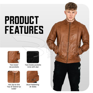 In Stock Custom Design <b>Men</b> <b>Leather</b> Winter <b>Jacket</b> New Style Waterproof <b>Men</b> <b>Leather</b> <b>Jacket</b> For Adult - Product Image 2