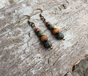 Pendientes modernos de cuentas de cristal turquesa con flecos en cascada Regalo único de joyería Andy - Product Image 4