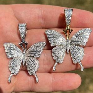 Pendentif papillon Moissanite blanc en argent sterling 925 beau pendentif Hip Hop bijoux personnalisés - Product Image 1