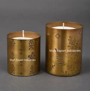 Tarro de vela de Metal de forma redonda de lujo con acabado dorado para decoraciones de mesa navideñas y para el hogar, tarros de vela de hierro - Product Image 3