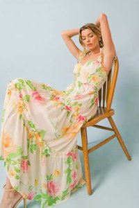 Robes sexy à imprimé floral attrayant 2023 Nouvelles robes d'été sans manches fines fendues mi-longues en mousseline de soie pour femmes Vêtements pour femmes - Product Image 2