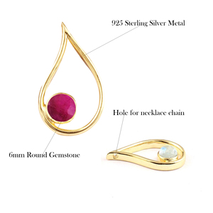 Colgante de collar con abalorio de oro Vermeil de diseñador de Plata de Ley 925 con piedras preciosas de Calcedonia rosa y joyería al por mayor de diamantes - Product Image 3