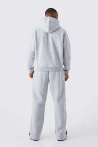 Conjunto de sudadera con capucha y pantalones de chándal con cremallera lavados con ácido, ropa de calle de talla grande personalizada, chándal acampanado con parche de socorro - Product Image 4