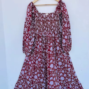 À la mode indien bloc imprimer femmes filles pur coton Maxi robe décontracté été soirée longue Midi en vrac motif naturel chaud! - Product Image 1
