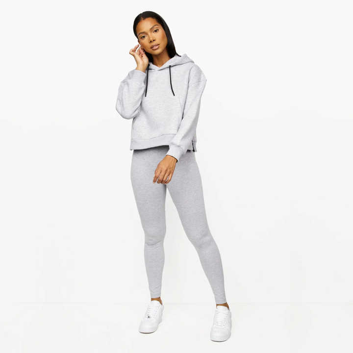 Women's Heather Grey Pullover Hoodie 80% Combed Cotton 20% Polyester Gym King Linear Tape Fleece ODM Crop Knitted T-Shirt