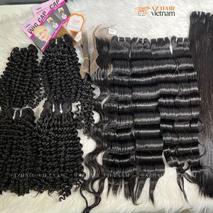 Máquina de pelo humano virgen Remy vietnamita al por mayor, ondulado suelto de doble trama y estilos de onda profunda, 100 gramos/pieza - Product Image 3