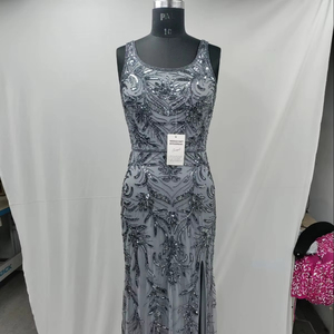 Elegante vestido de cóctel de verano para mujer Vestido de noche Antiestático de longitud completa Bordado de perlas de malla de poliéster con cuentas para recto - Product Image 1