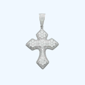 Croix syriaque 925 argent Sterling or et Moissanite diamant rond pointu joli look pour chaîne porter femmes hommes - Product Image 1