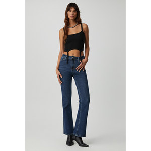 Bustier court côtelé en tissu extensible avec boucle de jarretière pour femme ETHIQUET VALERISSA - Product Image 2