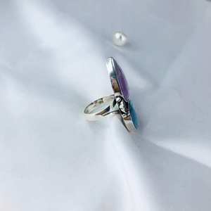 Anillo de declaración de Plata de Ley 925 hecho a mano, regalo de piedras preciosas de rubí blanco y cianita para ella - Product Image 5