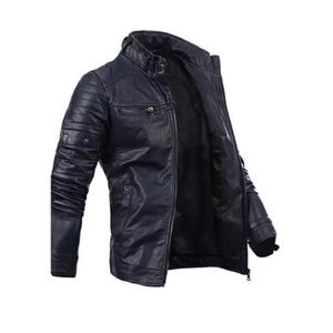 Vente chaude nouveaux hommes en peau de mouton véritable veste en cuir Slim Fit Biker moto veste tenue décontracté Bomber veste d'hiver - Product Image 1