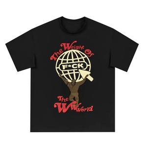 100% coton T-shirt surdimensionné lourd pour hommes Impression bouffante personnalisée avec motif solide de Logo de sérigraphie en mousse 3D - Product Image 6