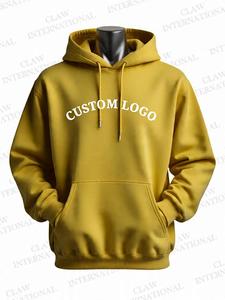 เสื้อฮู้ดผู้ชายผ้าฝ้าย100% มีฮู้ดเสื้อสวมหัวสไตล์สตรีทแวร์พิมพ์ลายสีทึบขายส่งขนาด XS - Product Image 3