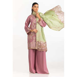 Conjunto de Traje Bordado de 3 Piezas en Viscosa y Seda Cruda para Mujer IPSTD-77420 - Product Image 2