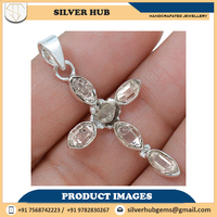Schöne feste Sterling Silber Herkimer Diamant Stein Anhänger Schmuck zum Verkauf zum Großhandels preis Kreuz Anhänger Geschenk für Freund
