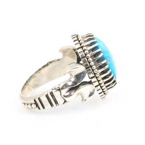Bague pour homme en argent sterling 925, pierre turquoise ovale, motif géométrique, plaqué rhodium, certifiée IGI, pour un usage quotidien, 12,85 g - Product Image 3
