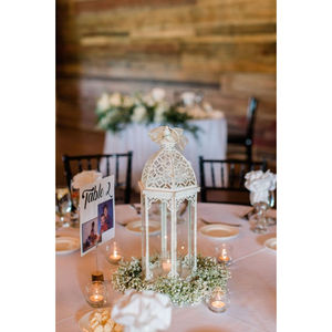 Elegant White Iron Metal <b>Lantern</b> for Indoor Home Decoration for Dining Table Candle Holder or <b>Christmas</b> Decor - Product Image 1